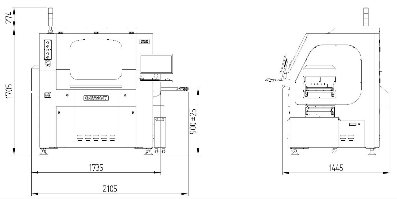 GAM 320AT Front View Side View