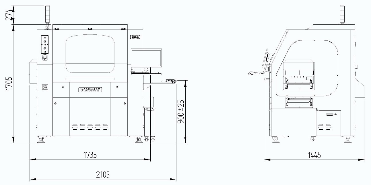 GAM 360AT Front View Side View